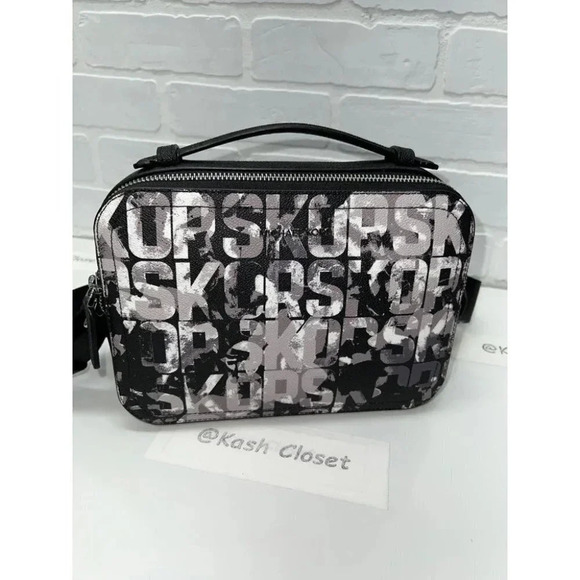 Michael Kors Cooper EW Map Crossbody Bag Purse - Black - Picture 1 of 9